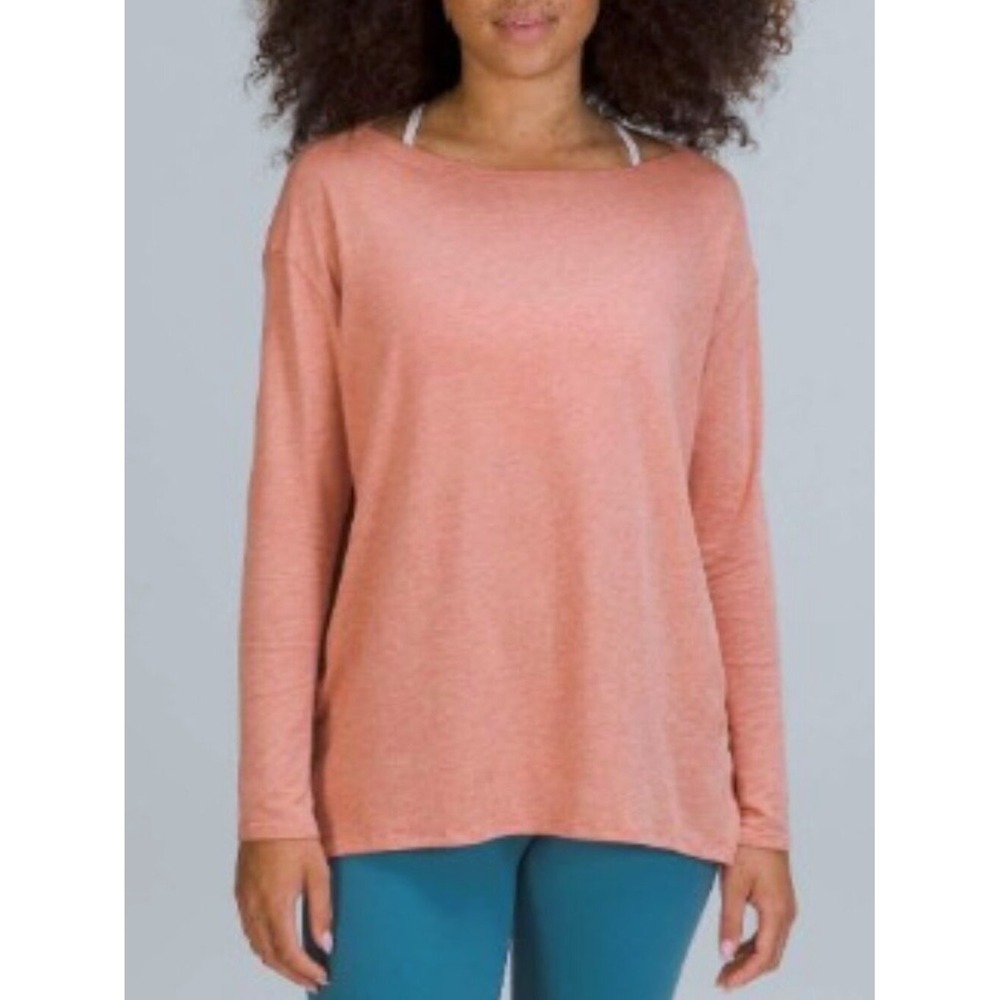 Lululemon Size 10 Heathered Pink Savannah Back in Action Long Sleeve Tee Shirt